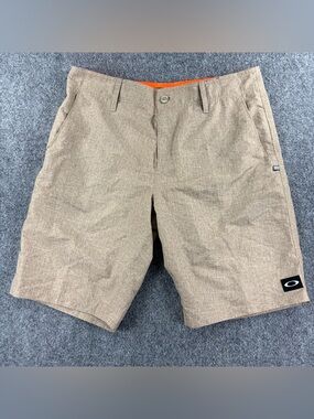 Oakley Men's 34W Beige/Orange Chambray Print Board Shorts